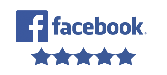 facebook logo and 5 star reviews